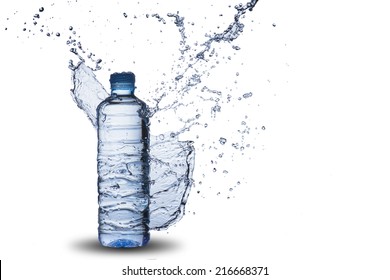 Water Splash On Water Bottle