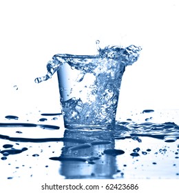water splash on glass on white background