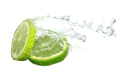 Water Splash On Lime Slices