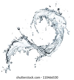 Water Splash Over White Background