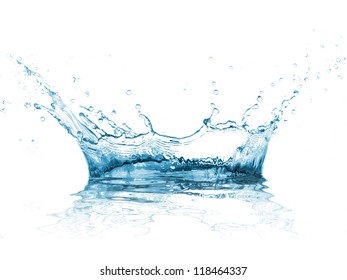 Water Splash Over White Background