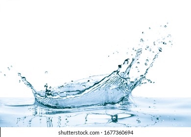 water splash with reflection, isolated