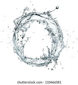 Water Splash Ring Over White Background