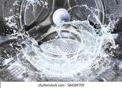 Water splash of the washing machine drum
				