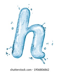 Water splashes letter isolated on white background. Abstract liquid font.