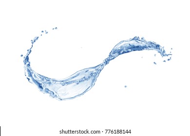 salpicaduras de agua, salpicaduras de agua aisladas sobre fondo blanco, salpicaduras de agua azul,