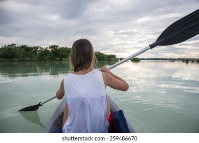 Water Sport At Caribbean, Riviera Maya Near Playa Del Carmen And Tulum. Beautiful Girl.