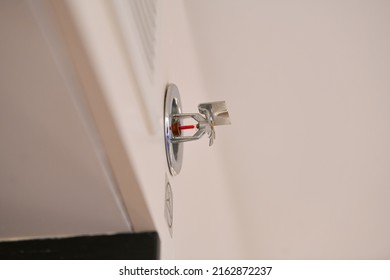 Water Sprinkler System Used For Emergency To Extinguish The Fire Inside An Apartment Or A House. Home Related Safety Systems.