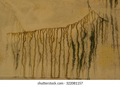 Water Stain On The Interior Concrete Wall.