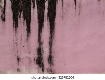 Water Stain On The  Pink Concrete Wall.