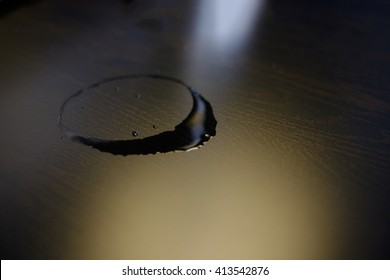 Water Stain On The Table With Yellow Light, Dark Style Concept