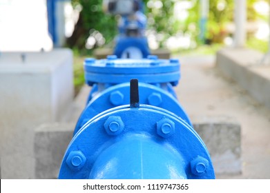 Water steel pipe close up image. Select focus of drink water piping. Flange Pipe Fitting