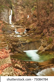 Water steps down from pool to pool below Nevele Falls in the Shawangunk Mountains in Ellenville, NY