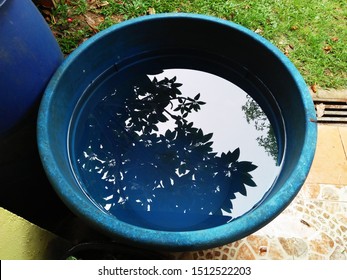 Water Storage In A Large Plastic Container Because Of A Water Supply Disruption.