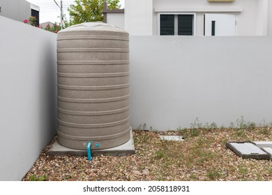 Water storage tank outside the house