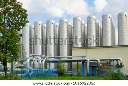 Water storage tanks in eco-friendly industrial sewage treatment system for drinking water production