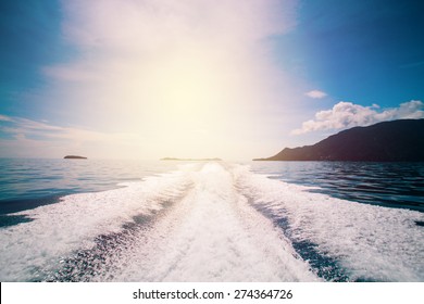 Water stream after speed boat. Vintage filter. - Powered by Shutterstock