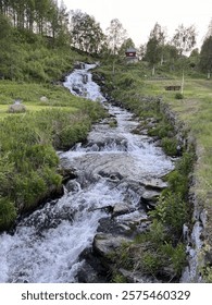 Water stream running down mountain