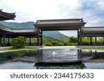 Water supply fountain in Japanese Buddhist garden at Tsz Shan Monastery in Hong Kong