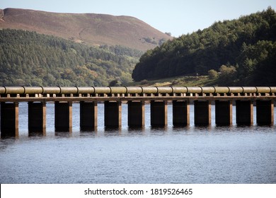 Water Supply Pipeline At The Ladybower Reservoir, Derbyshire, UK