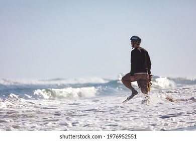 Water Surf Photographer Get Footage On A Day With Large Waves. Water Sport Activity. Atlantic Ocean, Dominican Republic. 30.12.2016.