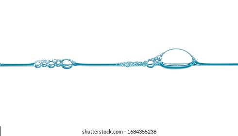 Water surface with air bubbles isolated on white background. Waves and air bubbles.blue water with line - Shutterstock ID 1684355236
