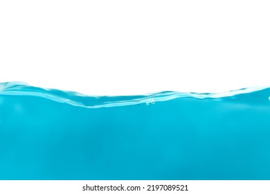 Water Surface Side View With Bubbles And Waves In The Isolated Background.