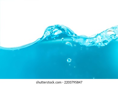 Water Surface Side View With Bubbles And Waves In The Isolated Background.