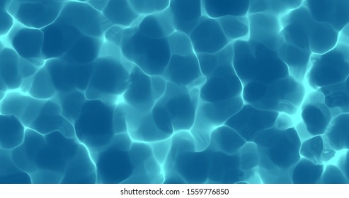 Water surface with sun light reflection and ripples on surface background. Sparkling sunlight shine under water in clear pool, sea or blue ocean, top view - Shutterstock ID 1559776850