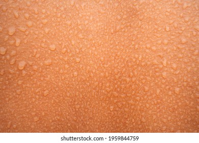 Water Or Sweat Drops On Human Skin. Wet Skin