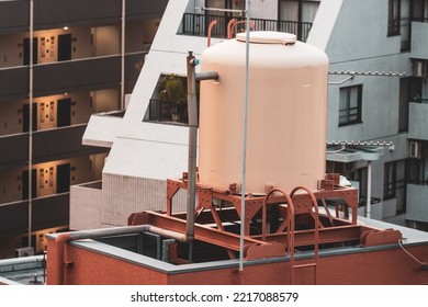 Water tank installed modern highrise apartment building to provide fresh supply water to residential