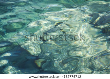 Water texture - deep clear water form Aegean sea with rocks on the bottom