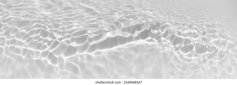 Water texture with wave sun reflections on the water overlay effect for photo or mockup. Organic light gray drop shadow caustic effect with wave refraction of light. Long Banner with copy space. - Shutterstock ID 2169668167