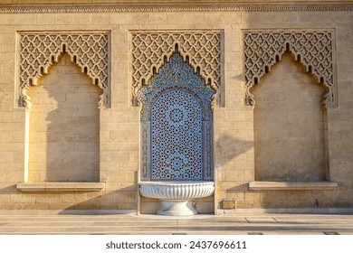 Water Tiled Fountain in the Mohammed V mausoleum in Rabat Morocco