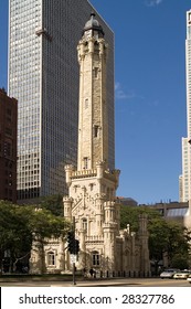 Water Tower In Downtown Chicago, Illinois, USA