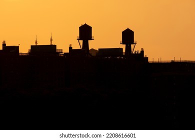 Water Tower Skyline Silhouette At Sunset