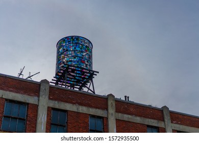 Water Tower At Sunset, Seen In Brooklyn