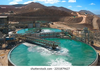 The water treatment facility at a copper mine and processing plant. - Shutterstock ID 2251879627