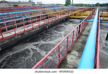 Water Treatment Facility With Large Pools Of Water
