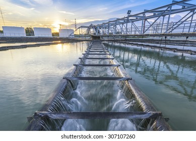 Water Treatment Plant At Sunset