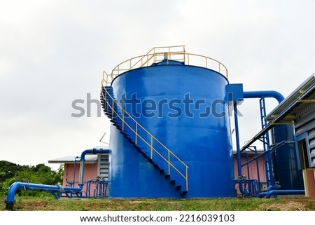 Water treatment system with watertank and pipe lines for clean water to service customer