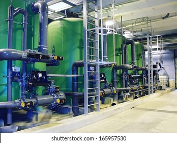 water treatment tanks at power plant 