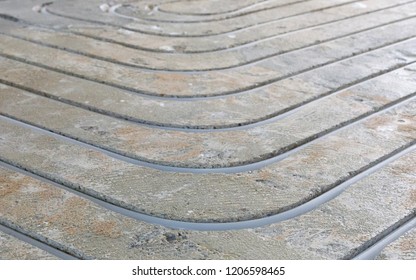 Water Underfloor Heating Pipes In A Concrete Floor