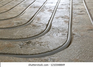 Water Underfloor Heating Pipes In A Concrete Floor