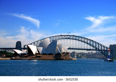 A Water Vista Of The Sydney Harbour Bridge And Sydney Opera House