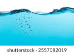 Water Wave. Air Bubbles Float Up Under Water. Water Splashing, Oxygen Relaxation. Blue Water Textured on White Background.	
