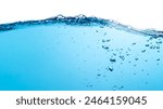 Water Wave. Water Bubbles Float Up Under Water. Freshness Pure Water Splashing on White Background.	
