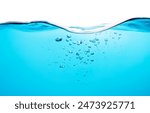 Water Wave. Water Bubbles Float Up Under Water. Freshness Pure Water Splashing on White Background.	
