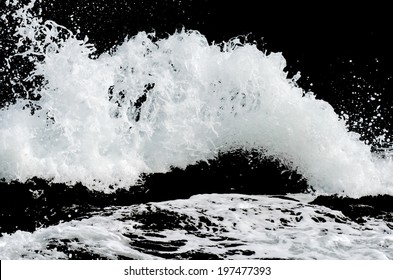 Water Wave Splashes, Isolated On Black Background