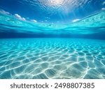 water wave underwater blue ocean swimming pool wide panorama background sandy sea bottom isolated white background